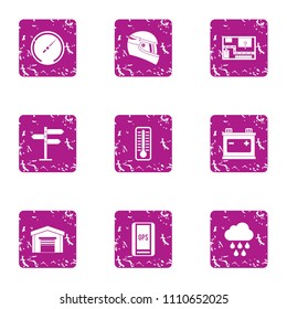 Complex icons set. Grunge set of 9 complex vector icons for web isolated on white background