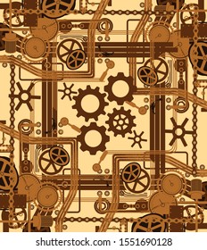 Complex industrial mechanisms.Abstract background. Vintage image.