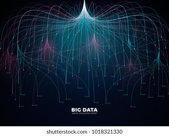 Complex information big data visualization. Abstract futuristic energy representation vector concept. Big data and binary code illustration