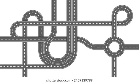 Komplexes, miteinander verbundenes Straßensystem mit mehreren Anschlussstellen und Fahrspuren. Design stellt Urbanen Transport und Verkehr dar