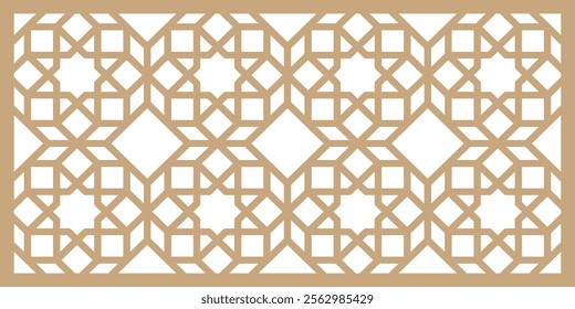 Complex intersecting Islamic patterns forming an arabesque ornament, great for Ramadan backgrounds, Arabic vector art, and decorative textures.