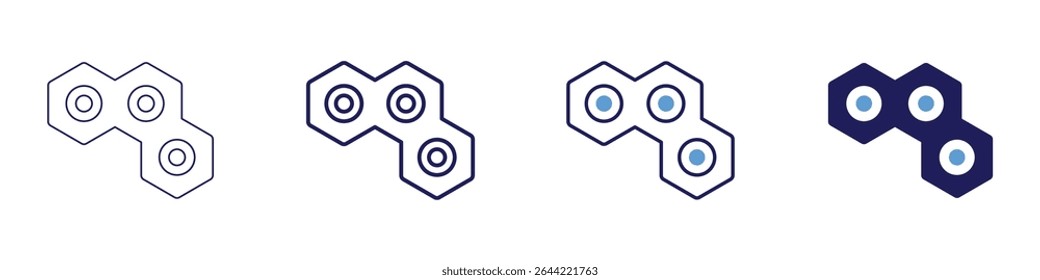 Complex ion icon in 4 different styles. Thin Line, Line, Bold Line, Duotone. Duotone style. Editable stroke.