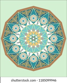 COMPLEX ISLAMIC GEOMETRICAL ORNAMENT IN A CIRCLE 