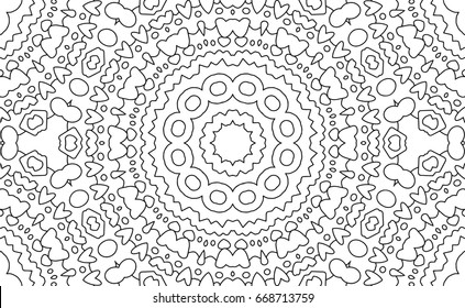 Complex Kaleidoscope Mandala. For Coloring Book. Black Lines on White Background. Abstract Geometric Ornament. Vector.