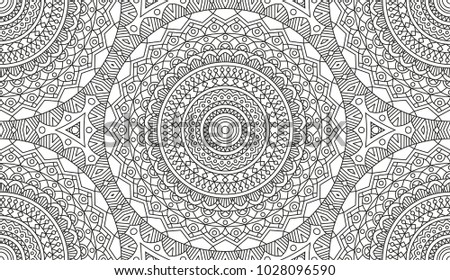 complex kaleidoscope mandala coloring book black stock vector