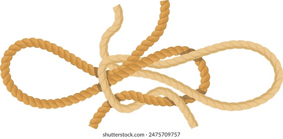 Complex knot beige rope tangled confusion problem challenge graphic design isolated white background. Rope knot beige cords complexity abstract puzzle strategy