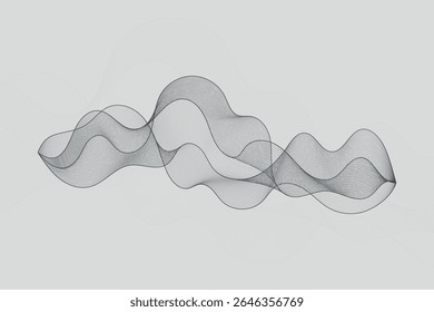 Complex line waves creating a digital abstract background with a sense of motion and modern tech