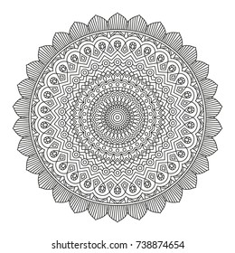 Complex Mandala for Coloring. Black Lines on White Background. 