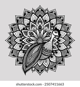 Complex mandala movement design for adult coloring book and background