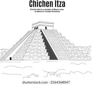 Chichén Itzá is a complex of Mayan ruins on Mexico's Yucatán Peninsula.  A massive step pyramid, known as El Castillo or Temple of Kukulcan, dominates the ancient city