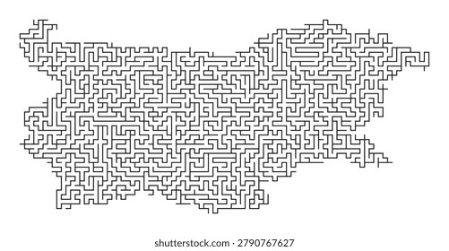 Complex maze forming heart outline with detailed interconnected pathways