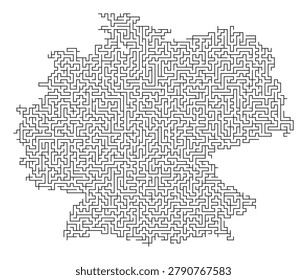 Complex maze illustration featuring repetitive geometric shapes and pathways