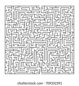 Complex maze puzzle game - 3 (high level of difficulty). Black and white labyrinth business concept 