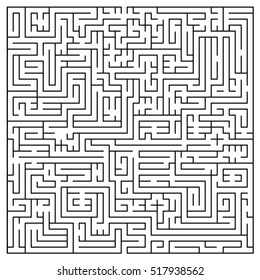 Complex Maze Puzzle Game (high Level Of Difficulty). Black And White Labyrinth Business Concept 