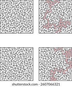 Complex Maze Puzzles Solution Steps, Pathfinding, Visual Guide