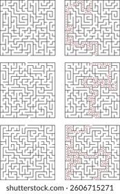 Complex Maze Puzzles Solutions and Paths for Problem Solving