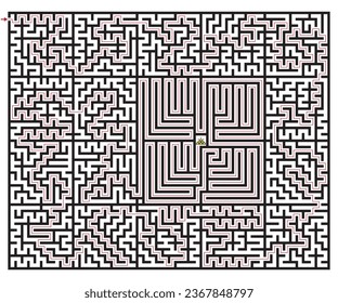 Complex maze rectangular shape ,labyrinth puzzle game vector illustration.