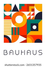 Complex Modular Bauhaus Design with Angular Forms and Energetic Color Flow Vector Illustration