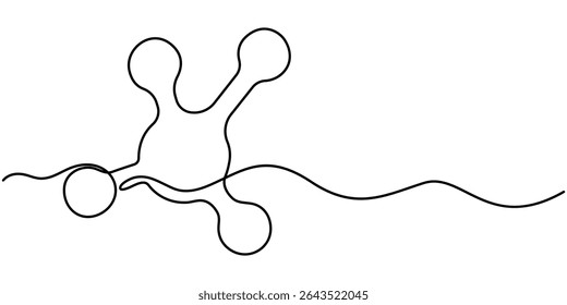 Complex Molecular continuous one line drawing, Molecular Structure Symbol Drawing line drawing, Abstract net work Concept drawing. 