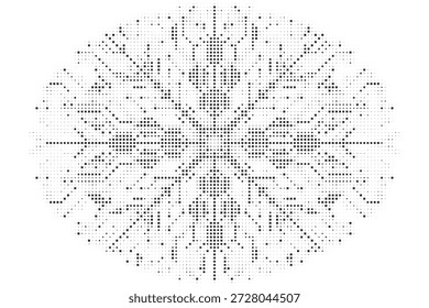 Mandala de meio-tom monocromático complexo com caminhos digitais intrincados para infraestrutura de alta tecnologia e design de conceito de engenharia Ilustração vetorial