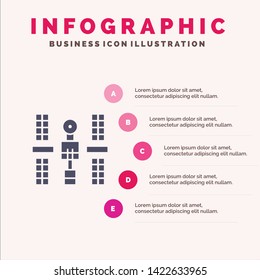 Complex, Orbital, Platform, Satellite, Space Solid Icon Infographics 5 Steps Presentation Background