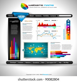 Complex Origami Website - Elegant Design for Business Presentations. Template with a lot of design elements. Every Shadow is transparent