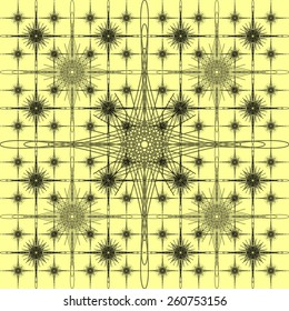 complex pattern on a yellow background