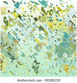 Complex pixel pattern reminiscent of a maze. Abstract geometric background