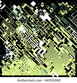 Complex pixel pattern reminiscent of a maze. Abstract geometric background