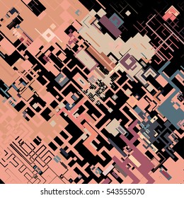Complex pixel pattern reminiscent of a maze. Abstract geometric background