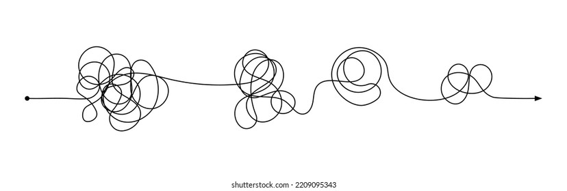 Complex problem concept knot scribble line doodle vector brain messy difficult icon illustration background