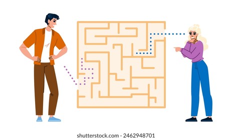 complex problem solving  vector.  solution simple, line brain, doodle scribble complex problem solving character. people flat cartoon illustration