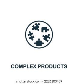 Icono Productos complejos. Icono de inversión simple monocroma para plantillas, diseño web e infografías
