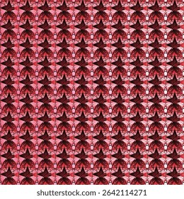 Complex Red Pattern with Geometric Shapes and Intersecting Lines