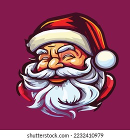 Complex Santa design made on a purple background with red and white colors