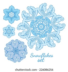 complex snowflakes vector set of elements for decoration and design