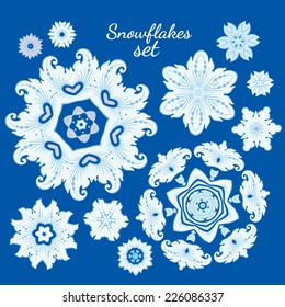 complex snowflakes vector set of elements for decoration and design