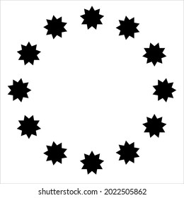 Complex Star Motifs Pattern Circle-shaped. Decoration for Interior, Exterior, Carpet, Textile, Garment, Cloth, Silk, Tile, Plastic, Paper, Wrapping, Wallpaper, Pillow, Sofa, Background, Ect. 