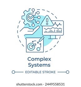 Complex systems soft blue concept icon. Capacity planning, modern industry. Data management. Round shape line illustration. Abstract idea. Graphic design. Easy to use in infographic, article