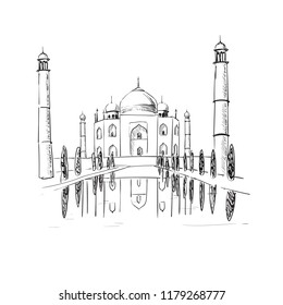 complex of Taj Mahal illustration of watercolor monument of architecture vector
