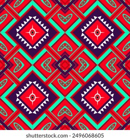 complex traditional geometric patterns Eastern ethnic pixel pattern They come in bright reds,Neon green, purple and turquoises. Create a striking and symmetrical design. Vector, illustration, texture