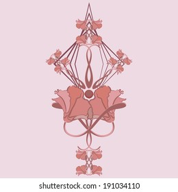 complex vector element of the art art Deco flower, mallow and geometric shapes