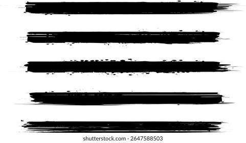 Traçado do pincel de tinta de vetor complexo definido em plano de fundo transparente