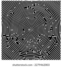 complex vector maze black and white isolated