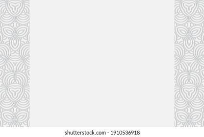 Complex volumetric convex pattern 3d. Ethnic geometric white background in doodling style with vertical inserts for wallpaper, presentations. 