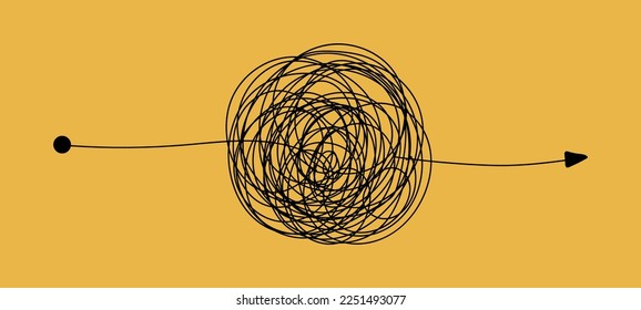 Complex way concept. Hard route, complicated journey. Chaos path line. Keep point in the map. Vector isolated illustration - Shutterstock ID 2251493077