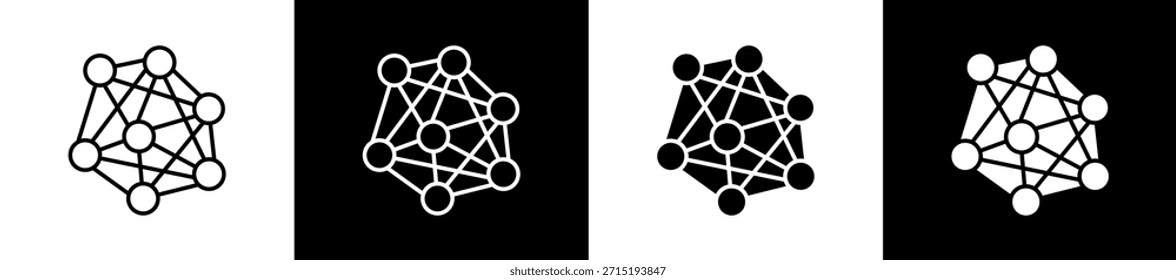 Complexity icon set in line and glyph style on black and white background