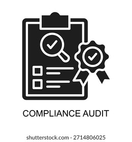 Ilustración vectorial de glifo de icono de auditoría de conformidad
