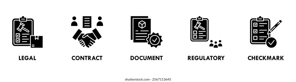 Compliance banner web icon illustration concept with icon of legal, contract, document, regulatory, and checkmark