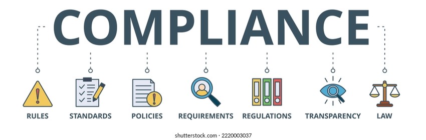	
Compliance banner web icon vector illustration concept with icon of rules, standards, policies, requirements, regulations, transparency, and law